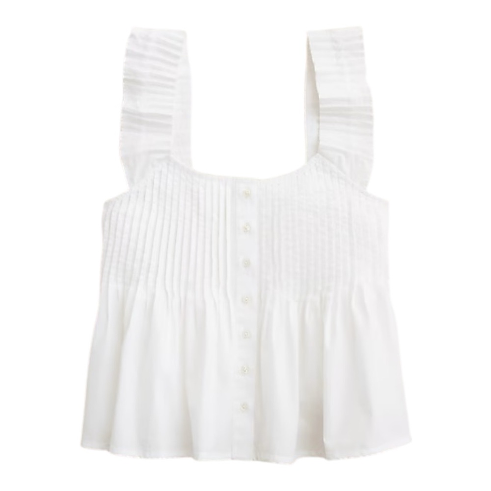 J. Crew White Blouse with Ruffled Straps